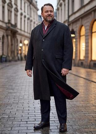 Мужское однобортное пальто шерсть с кашемиром samuel windsor черный цвет большого размера 70