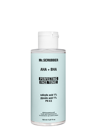 Тоник для проблемной и склонной к акне кожи отшелушивающий mr. scrubber perfecting face tonic aha+bha 150 мл daily skin care