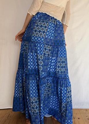 Blue boho patchwork — т3  ярусна бохо-спідниця максі 2