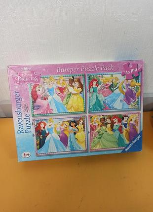 Пазлы принцессы деснея набор ravensburger disney princess bumper puzzle pack, включающий 4 отдельных картинки по 100 элементов