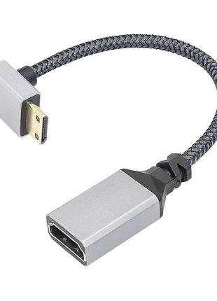Кабель переходник mini hdmi - hdmi (m/f) 4к 60hz, 20 см (down)