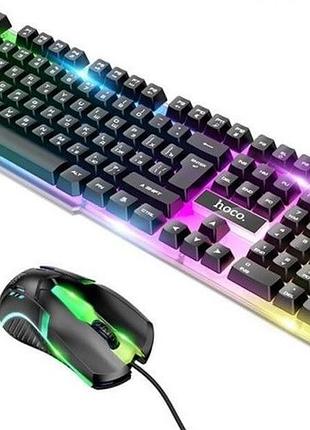 Ігровий набір 2 в 1 клавіатура і мишка hoco gm11 terrific glowing rgb, чорний