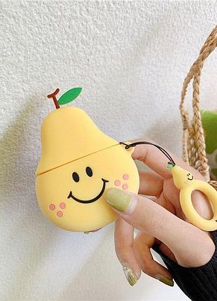 Чохол для навушників apple airpods 1/2 fruit груша + тримач