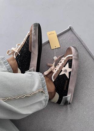 Кроссовки golden goose | ggdb star black sparkles / brown