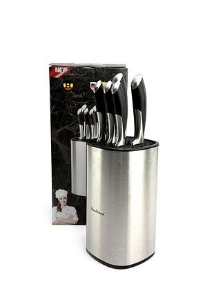 Набор ножей haus roland hr628-1, 6 предметов в стальной подставке. серебряный (hr628-1)