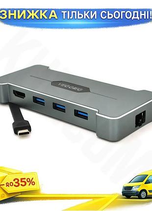 Ku хаб-конвертор veggieg type-c universal fit usb3.0 hdmi rj45 для ноутбука расширитель портов адаптер uni2l_k