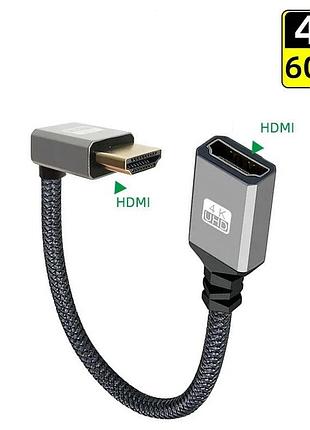 Кабель переходник hdmi - hdmi (m/f) 4к 2k 60hz, 20 см (down)
