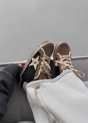 Кроссовки golden goose | ggdb star black sparkles / brown