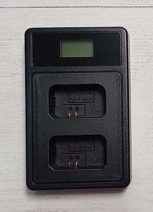 Зарядное устройство usb для 2-х аккумуляторов sony np-fw50 lcd intelligent