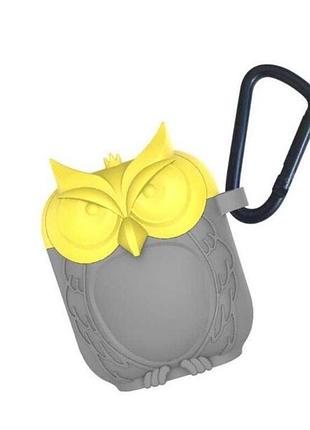 Чохол для навушників apple airpods alitek совонька yellow / grey + карабін