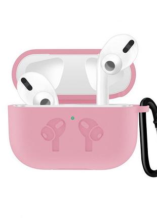 Чехол для наушников apple airpods pro alitek logo light pink + карабин (2 в 1)