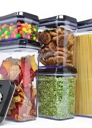 Набор прозрачных контейнеров для сыпучих 5 предметов food с крышками