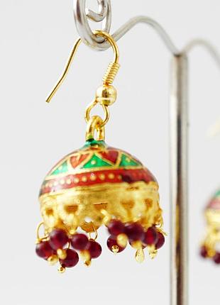 Серьги зонт сундари с эмалью средние 3