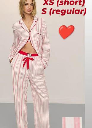 Піжама victoria's secret xs short regular s 36 38 34 фланелева в смужку полосата в полоску