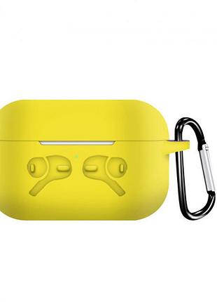 Захисний чохол для навушників apple airpods pro alitek logo yellow + карабін (2 в 1)