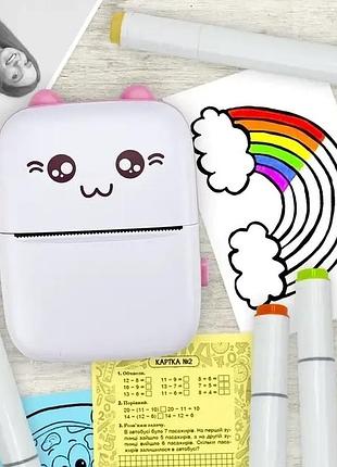Портативный мини принтер термопринтер mini printer pink 5