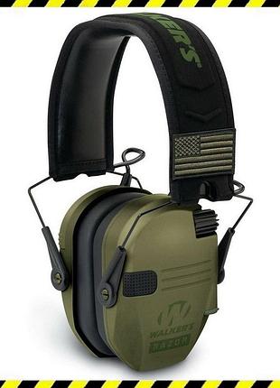 Активні стрілецькі навушники для військових walkers razor slim patriot олива (оригінал)