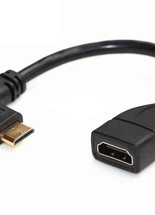 Кабель адаптер угловой mini hdmi - hdmi (m/f) full hd, 16 см (right)