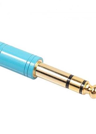 Адаптер переходник стерео audio jack 3.5 мм f (мама) - 6.3 мм m (папа) alitek premium blue