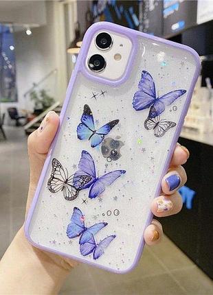 Панель чохол для apple iphone 12, 12 pro alitek batterfly метелики з блискітками purple 4