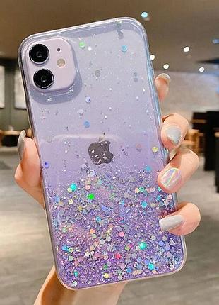 Чехол с блестками силиконовый для apple iphone 7/8, se 2020 gradient purple