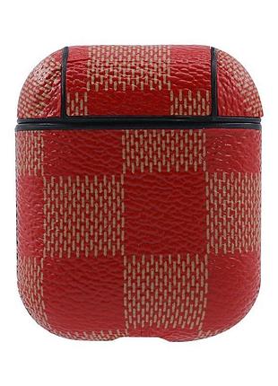 Чехол кейс для наушников apple airpods + карабин alitek premium squares red