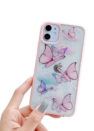 Панель чехол для apple iphone 15 pro alitek бабочки с блестками pink 3