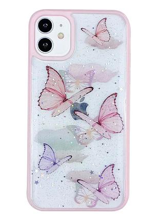 Панель чехол для apple iphone 15 pro alitek бабочки с блестками pink 6