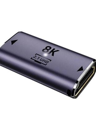 Переходник адаптер прямой hdmi - hdmi f/f led metal (v2.1 48gbps 8к) a8k-12