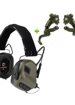 Наушники активные earmor m31x mark 4 milpro green + 2 крепления (военная версия)