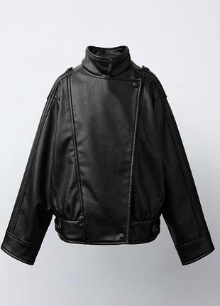 Новинка! стильна осіння шкіряна куртка-косуха zara для дівчинки.