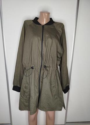 Котонова оливкова подовжена куртка boohoo р 22