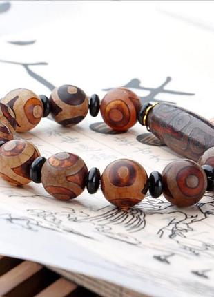 Браслет дзі 9 очей коричнева і десять на 3 ока