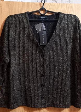 New look - отличная чёрная кофта 🖤с золотым люрексом🖤с котоном🖤турция🖤 бренд🖤
