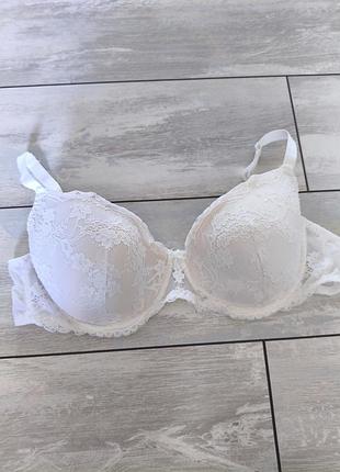 Белый бюстгальтер лифчик с кружевом, размер 38dd