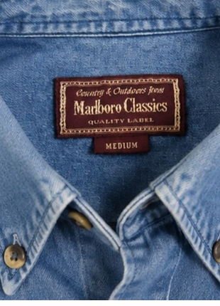 Мужская винтажная джинсовая рубашка marlboro classics mcs medium 5