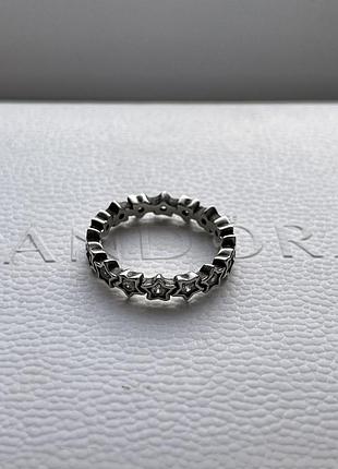 Серебряное кольцо пандора pandora звезды р.16-16,5