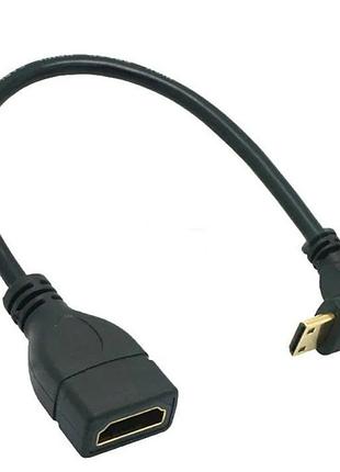 Кабель адаптер угловой mini hdmi - hdmi (m/f) 1080p, 16 см (down)