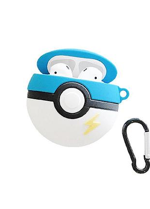 Чехол для наушников apple airpods alitek pokeball (синий) + карабин (88649)