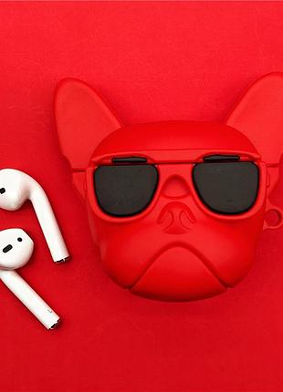 Чехол для наушников apple airpods alitek бульдог red + карабин