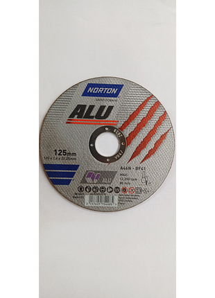 Диск отрезной по алюминию norton-alu 125х1.6х22.2 мм, круг отрезной для ушм нортон