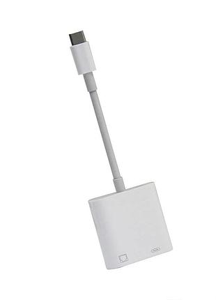 Переходник адаптер usb type-c - rj45 lan ethernet + pd, white 2