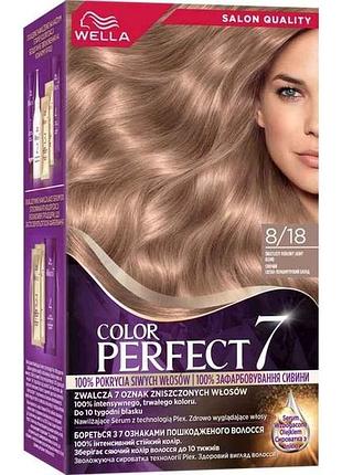 Крем-фарба сяючий світло-перламутровий блонд color perfect 7 8/18 тм wella 7 копійок