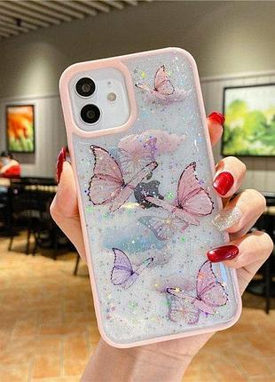 Чохол панель для apple iphone 11 pro max alitek batterfly метелики з блискітками pink