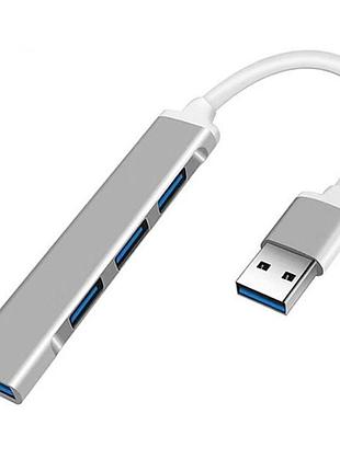 Кардридер otg хаб usb - usb 3.0x1 + usb 2.0x3 (4 в 1) silver