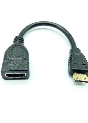 Кабель переходник mini hdmi - hdmi (m/f) 1080p full hd, 16 см (прямой)