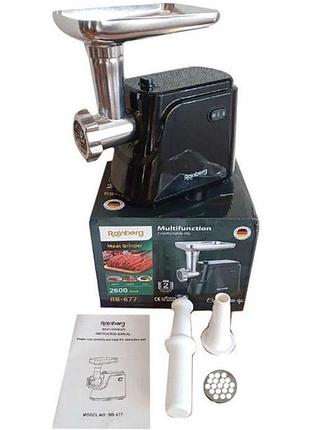 Електрична м’ясорубка rainberg rb-677 2600w з насадкою для ковбас
