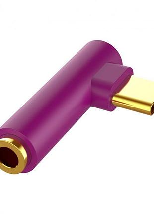 Переходник угловой аудио alitek usb type-c - audio 3.5 мм purple