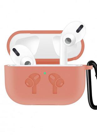 Защитный чехол кейс для apple airpods pro alitek logo персиковый + карабин