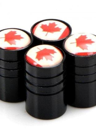 Ковпачки на ніпель із прапором канади alitek long black flag canada, 4 шт.